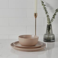Stone Lain Logan 12 Pieces Stoneware Dinnerware Set, Beige - 3