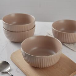 Stone Lain Logan 12 Pieces Stoneware Dinnerware Set, Beige - 5