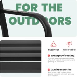 Garden Bench,Outdoor Benches,Iron Steel Frame Patio Bench with Mesh Pattern and Plastic Backrest Armrests for Lawn Yard Porch Work Entryway,Black - 4