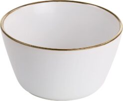 Elama Arthur 16 Piece Stoneware Dinnerware Set in Matte White with Gold Rim (Arthur Paul Louis Set) - 5