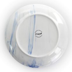 Elama Fine Round Gloss Dinnerware Dish Set, 16 Piece, Blue and White Marble - 11