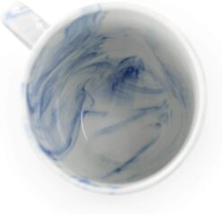 Elama Fine Round Gloss Dinnerware Dish Set, 16 Piece, Blue and White Marble - 9