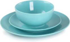 Elama Luna Porcelain Dinnerware Set (Blue), Service for 6, 18 Piece - 3
