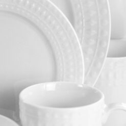 Elama Service for Four 16 Piece Porcelain Dinnerware Set, White-Round 2 - 12