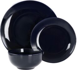 Elama Luna 18 Piece Porcelain Dinnerware Set (Dark Blue), Service for 6 - 2