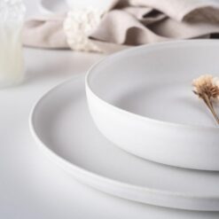 Porto by Stone Lain Premium European Macchio 12-Piece Dinnerware Set, White Matte, Made in Portugal, Scratch-Resistant - 4