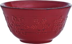 Pfaltzgraff Trellis Snowflakes 12 Piece Dinnerware Set, Service For 4, Red - 8