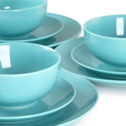 Elama Luna Porcelain Dinnerware Set (Blue), Service for 6, 18 Piece - 6