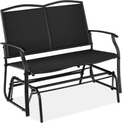 Best Choice Products 2-Person Outdoor Patio Swing Glider Steel Bench Loveseat Rocker for Deck, Porch w/Textilene Fabric, Steel Frame - Black - 1