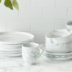 Stone Lain Brighton 16-Piece Dinnerware Set Porcelain, Gray - 4