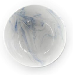 Elama Fine Round Gloss Dinnerware Dish Set, 16 Piece, Blue and White Marble - 5