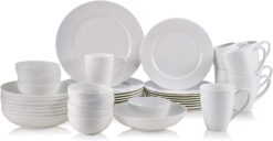 Mikasa Annabele Chip Resistant 40-Piece Dinnerware Set, Service For 8,White - 1