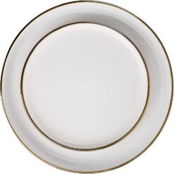 Elama Arthur 16 Piece Stoneware Dinnerware Set in Matte White with Gold Rim (Arthur Paul Louis Set) - 4