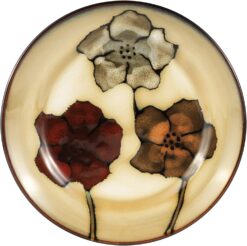 Pfaltzgraff Painted Poppies 16-Piece Stoneware Dinnerware Set, Service for 4, Tan/Assorted - - 4