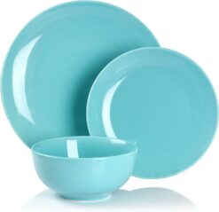 Elama Luna Porcelain Dinnerware Set (Blue), Service for 6, 18 Piece - 2
