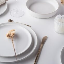 Porto by Stone Lain Premium European Macchio 12-Piece Dinnerware Set, White Matte, Made in Portugal, Scratch-Resistant - 3