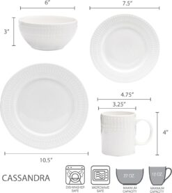 Pfaltzgraff Cassandra 16-Piece Porcelain Dinnerware Set, Service For 4 - 3