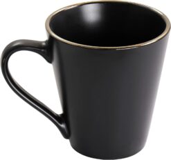 Elama Paul 16 Piece Stoneware Dinnerware Set in Matt Black with Gold Rim, Matte Black, 16 Piece Set (Arthur Paul Louis Set) - 6