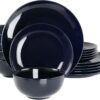 Elama Luna 18 Piece Porcelain Dinnerware Set (Dark Blue), Service for 6 - 1
