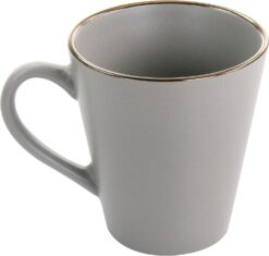 Elama Louis 16 Piece Stoneware Dinnerware Set in Matte Slate with Gold Rim, (Arthur Paul Louis Set) - 7