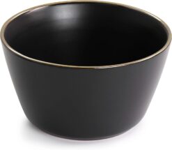 Elama Paul 16 Piece Stoneware Dinnerware Set in Matt Black with Gold Rim, Matte Black, 16 Piece Set (Arthur Paul Louis Set) - 5