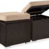 Best Choice Products Set of 2 Wicker Ottomans, Multipurpose Outdoor Furniture for Patio, Backyard, Additional Seating, Footrest, Side Table w/Storage, Removable Cushions - Brown/Beige - 1
