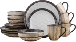 Stone Lain Lucy Porcelain 16-Piece Round Dinnerware Set, Beige - 1