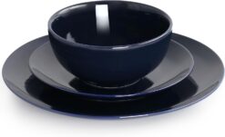 Elama Luna 18 Piece Porcelain Dinnerware Set (Dark Blue), Service for 6 - 3