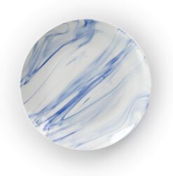 Elama Fine Round Gloss Dinnerware Dish Set, 16 Piece, Blue and White Marble - 7