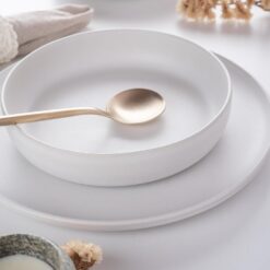 Porto by Stone Lain Premium European Macchio 12-Piece Dinnerware Set, White Matte, Made in Portugal, Scratch-Resistant - 6