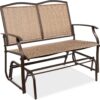 Best Choice Products 2-Person Outdoor Patio Swing Glider Steel Bench Loveseat Rocker for Deck, Porch w/Textilene Fabric, Steel Frame - Brown - 1