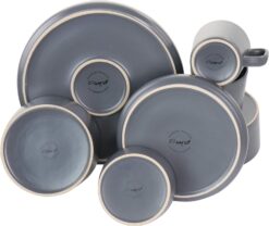 Elama Luxmatte Contemporary Dinnerware Set, 20 Piece, Dark Grey - 10