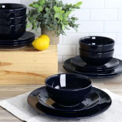 Elama Luna 18 Piece Porcelain Dinnerware Set (Dark Blue), Service for 6 - 6