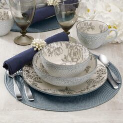 Pfaltzgraff Gabriela Gray 16-Piece Stoneware Dinnerware Set, Service for 4 - ,Gabriela Grey - 2