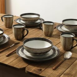 Stone Lain Lucy Porcelain 16-Piece Round Dinnerware Set, Beige - 7