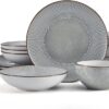 Pfaltzgraff Arlie Gray 12 Piece Dinnerware Set, Service for 4, Gray - 1