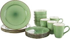 Pfaltzgraff French Lace Dinnerware Set, 16 Piece, Green - 1