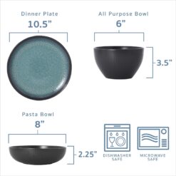 Pfaltzgraff 5267773 Maddox 12-Piece Dinnerware Set, teal - 8