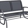 Outsunny 2-Person Outdoor Glider Bench, Patio Double Swing Rocking Chair Loveseat w/Powder Coated Steel Frame for Backyard Garden Porch, Black - 1