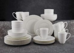 Mikasa Annabele Chip Resistant 40-Piece Dinnerware Set, Service For 8,White - 4