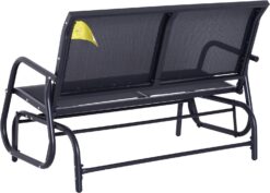 Outsunny 2-Person Outdoor Glider Bench, Patio Double Swing Rocking Chair Loveseat w/Powder Coated Steel Frame for Backyard Garden Porch, Black - 8