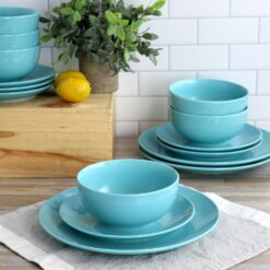 Elama Luna Porcelain Dinnerware Set (Blue), Service for 6, 18 Piece - 7