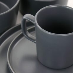 Elama Luxmatte Contemporary Dinnerware Set, 20 Piece, Dark Grey - 8