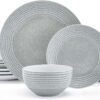 Pfaltzgraff Felicity 12 Piece Dinnerware Set, Service for 4,Gray - 1