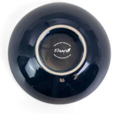 Elama Round Stoneware Embossed Dinnerware Dish Set, 16 Piece, Sea Blue with Brown Trim - 3