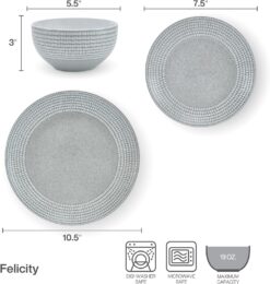 Pfaltzgraff Felicity 12 Piece Dinnerware Set, Service for 4,Gray - 2