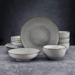 Pfaltzgraff Arlie Gray 12 Piece Dinnerware Set, Service for 4, Gray - 8