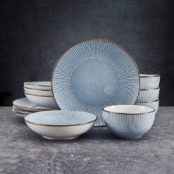 Pfaltzgraff Arlie Blue 12 Piece Dinnerware Set, Service for 4, Blue - 6
