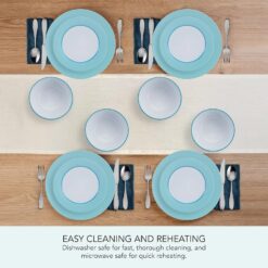 Pfaltzgraff Grayson Teal 12 Piece Dinnerware Set, Service for 4 - 6
