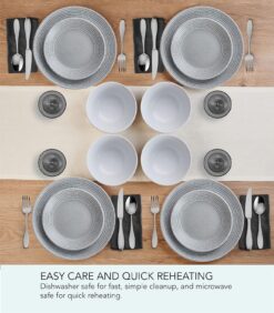 Pfaltzgraff Felicity 12 Piece Dinnerware Set, Service for 4,Gray - 4